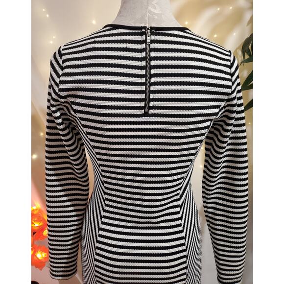 ModCloth Sunny Girl Womens Striped Long Sleeve Sheath Dress Size S Black White - Picture 7 of 11